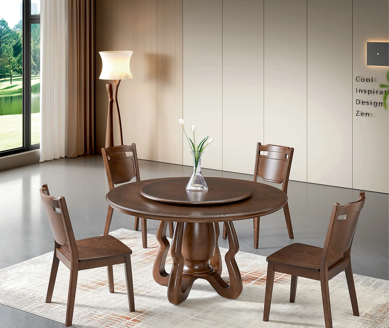 YZ-020 Model 2612 Wood Top Round Table & Chair Set