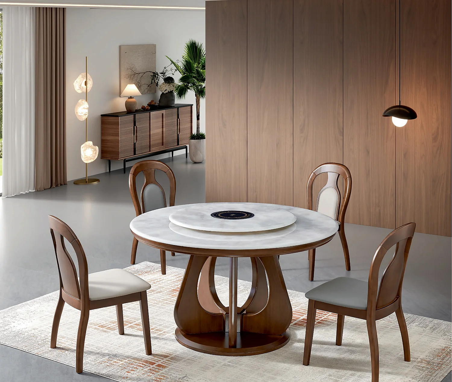 YZ-021 Model 2611 Super Crystal Stone Round Table & Chair Set
