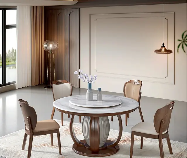 YZ-022 Model 2610 Super Crystal Stone Round Table & Chair Set